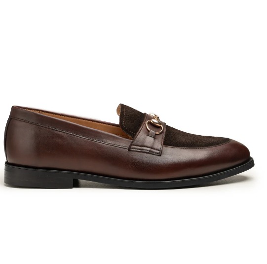 Brown Horsebit Loafer with Suede Vamp view